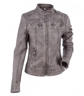 Women's lambskin leather biker jacket