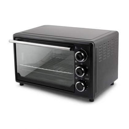 Electric oven includes bake pan & toasting rack