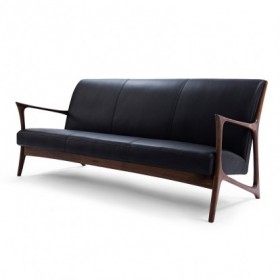 Three seater sofa with leather cushion