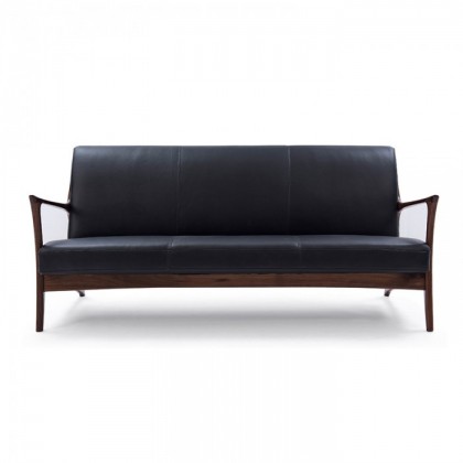 Three seater sofa with leather cushion
