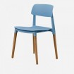 Blue chair with wood base