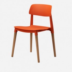 Red chair with wood base