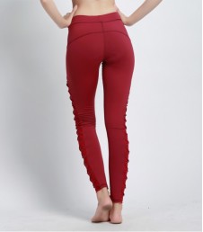 Womens High Waisted Basic Leggings - Red