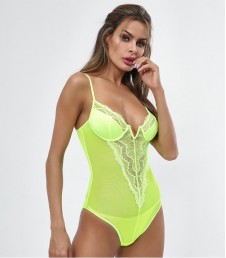 Eyelash Lace Mesh Body - Yellow