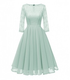 Long Sleeved Ruffle Midi Dress - Light green
