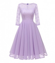 Long Sleeved Ruffle Midi Dress - Light purple
