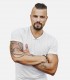 Men's classic V-neck solid white tee