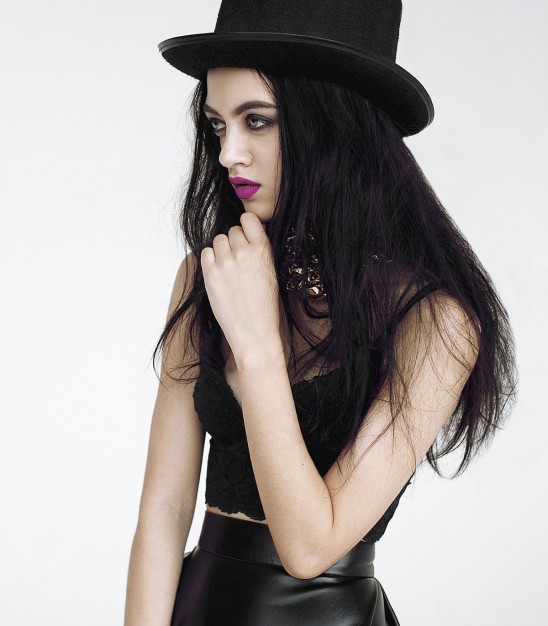 Sexy low cut black halter top