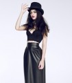 Fashion faux leather high waist maxi skirt