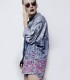 Fashion vintage ice wash denim shirt long dress