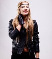 Faux leather biker zip-up jacket with pockets
